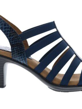 Softspots Naples 7337857 Womens Blue Nubuck Slip On Heeled Sandals Shoes Size 12